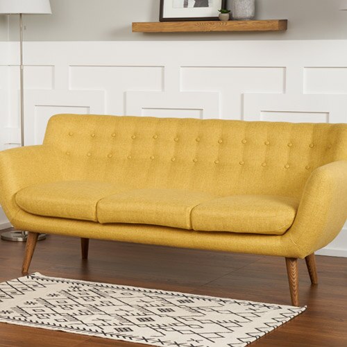Rhodes MidCentury Modern Tufted Arm Chair Sunset Yellow RST Brands