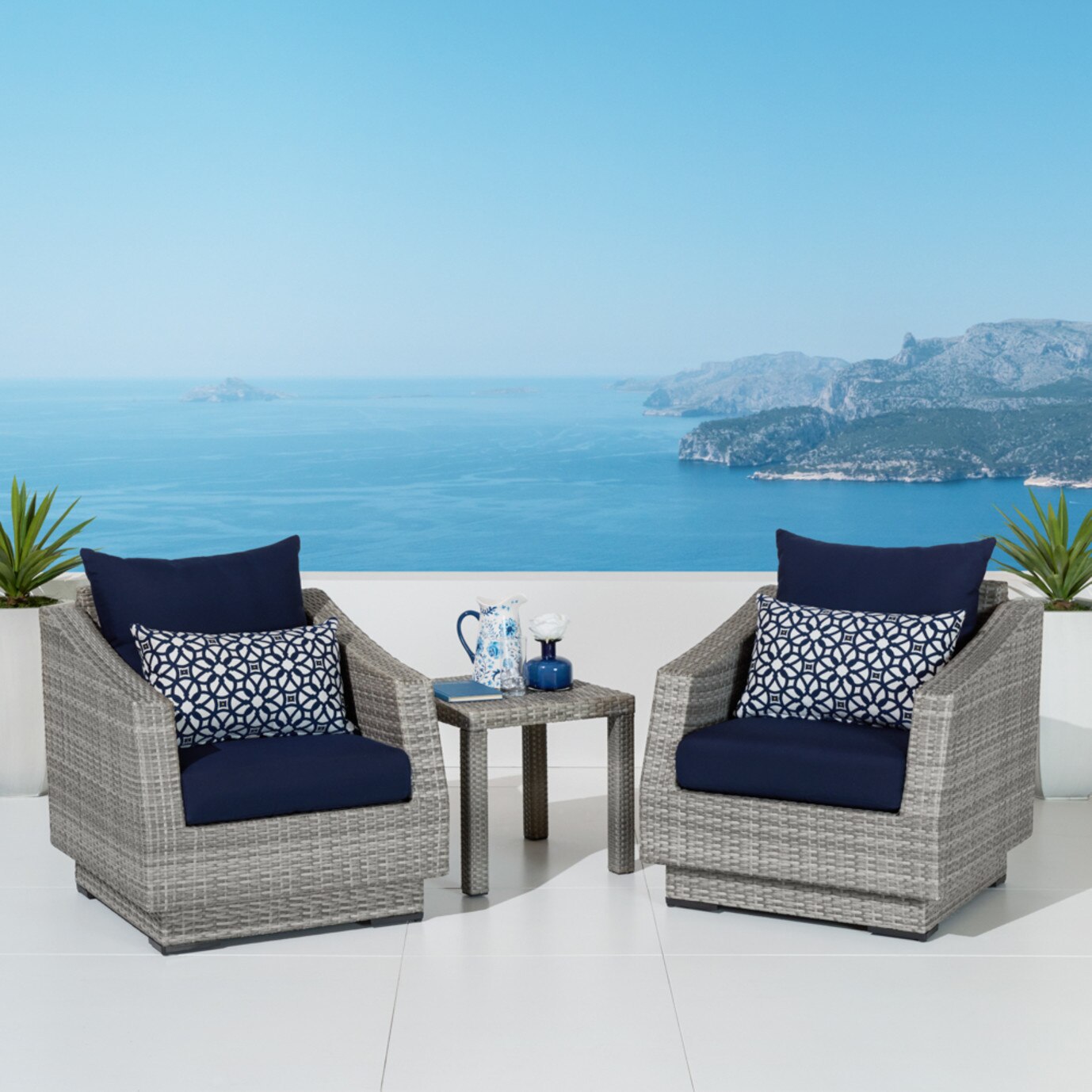 Cannes Club Chairs And Side Table Navy Blue Rst Brands Cannes Club Chairs And Side Table Navy Blue