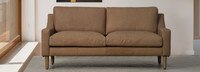 Gavis 64" Leather Modern English Arm Sofa - Hand Tipped Taupe