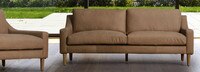Gavis 72" Leather Modern English Arm Sofa - Hand Tipped Taupe