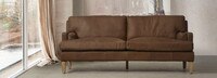 Larru 82" Leather Tuxedo Arm Sofa - Hand Tipped Chocolate