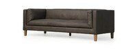 Stillan 89" Leather Track Arm Sofa - Hand Tipped Graphite