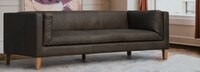 Stillan 89" Leather Track Arm Sofa - Hand Tipped Graphite