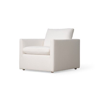 Arwine Linen Square Arm Chair - Native Linen White