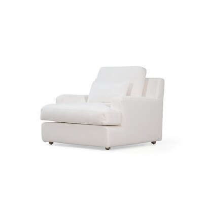 Iwaya Linen Square Arm Chair - Native Linen White