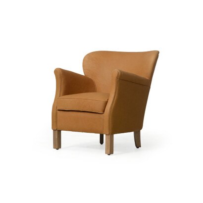 Rorit Leather Panel Arm Chair - Hand Tipped Camel