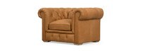 Santol Tufted Leather Ruched Arm Chair - Hand Tipped Camel