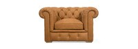 Santol Tufted Leather Ruched Arm Chair - Hand Tipped Camel