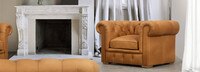 Santol Tufted Leather Ruched Arm Chair - Hand Tipped Camel