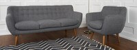 Rhodes Mid-Century Modern Tufted Arm Chair - Steel Gray