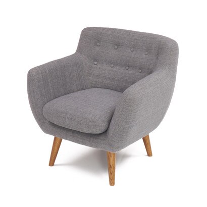 Rhodes Mid-Century Modern Tufted Arm Chair - Steel Gray