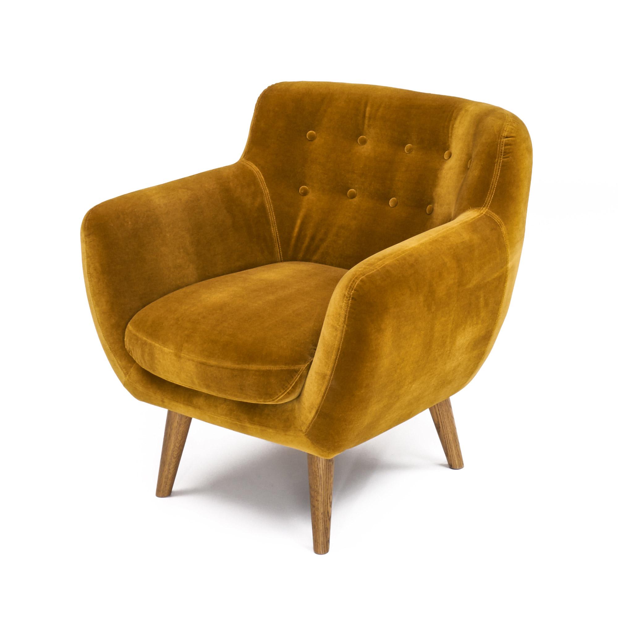 Rhodes Mid-Century Modern Tufted Arm Chair - Antique Gold