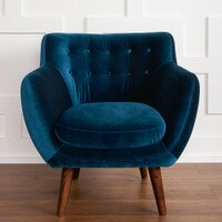 Rhodes Mid-Century Modern Tufted Arm Chair - Blue Velour