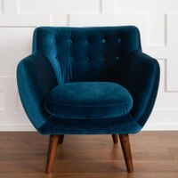Rhodes Mid-Century Modern Tufted Arm Chair - Blue Velour