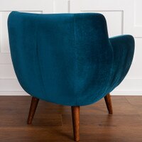 Rhodes Mid-Century Modern Tufted Arm Chair - Blue Velour