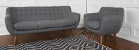 Rhodes Mid-Century Modern Tufted Sofa - Steel Gray