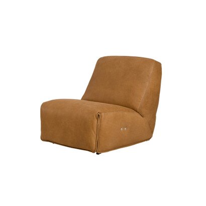 Vetti Leather Armless Recliner - Hand Tipped Camel