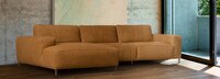 Rumsfeld™ Leather Paris Club Arm Sofa With Chaise - Hand Tipped Camel