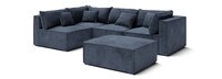 Portofino Entrada Modular Sofa With Ottoman - Blue