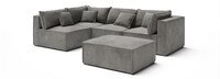 Portofino Entrada Modular Sofa With Ottoman - Gray
