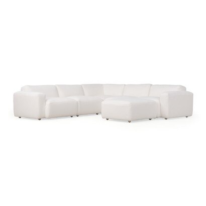 Calone™ Linen 6 Piece Track Arm Sectional - White