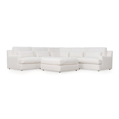 Iwaya™ Linen 6 Piece Square Arm Sectional - Native Linen White