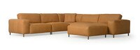 Rumsfeld™ Leather 6 Piece Sectional With Ottoman - Hand Tipped Camel