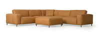 Rumsfeld™ Leather 6 Piece Sectional With Ottoman - Hand Tipped Camel