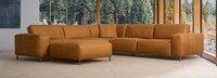 Rumsfeld™ Leather 6 Piece Sectional With Ottoman - Hand Tipped Camel