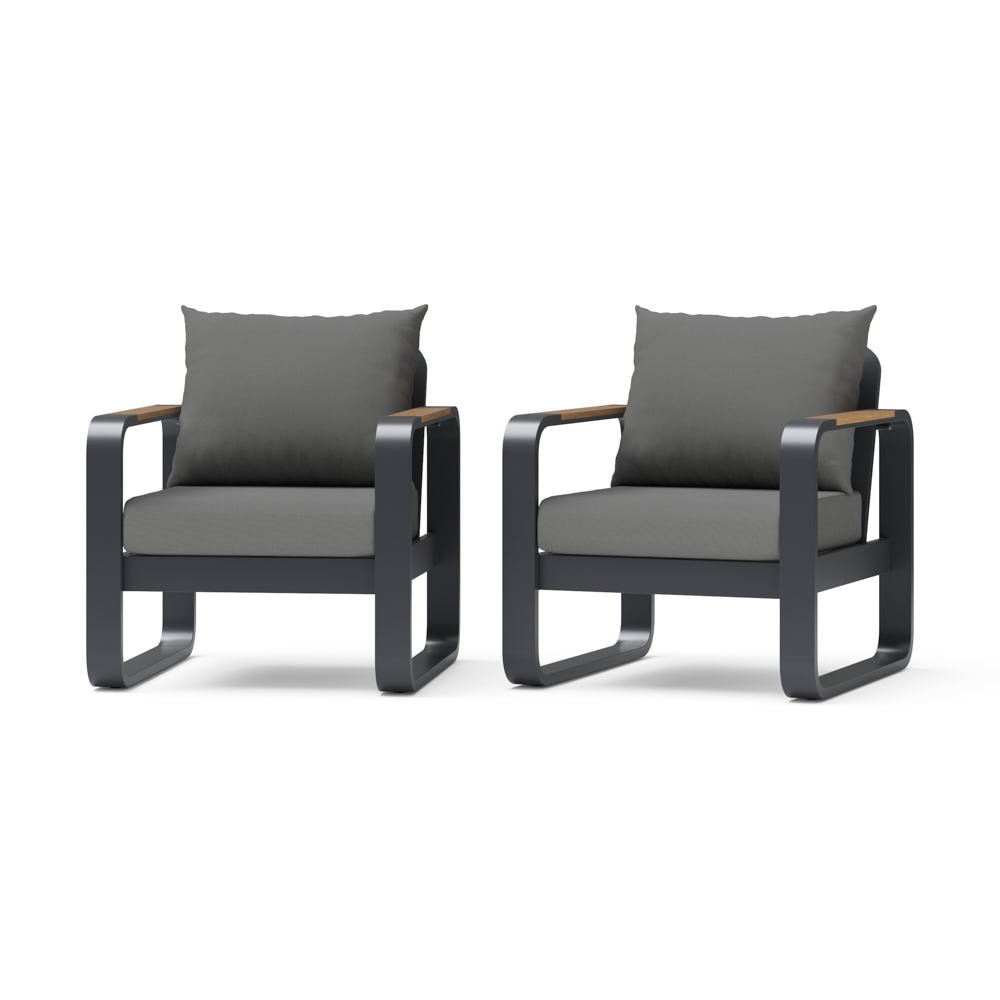 Andes 2 Piece Sunbrella® Outdoor Patio Club Chairs -  Canvas Charcoal