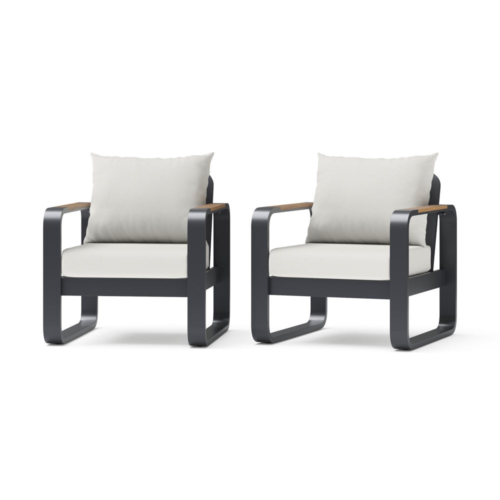 Andes 2 Piece Sunbrella® Outdoor Patio Club Chairs - Bliss Linen