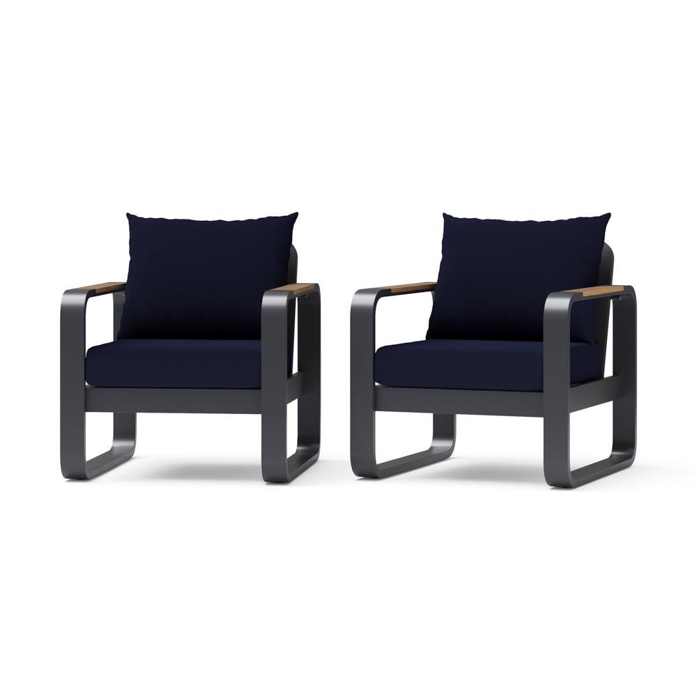 Andes 2 Piece Sunbrella® Outdoor Patio Club Chairs -  Canvas Navy