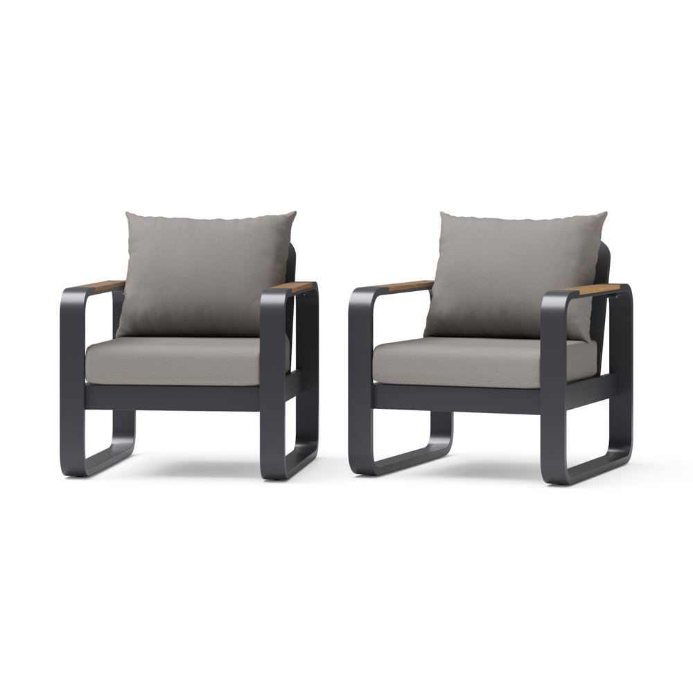 Andes 2 Piece Outdoor Patio Club Chairs - Olefin Charcoal