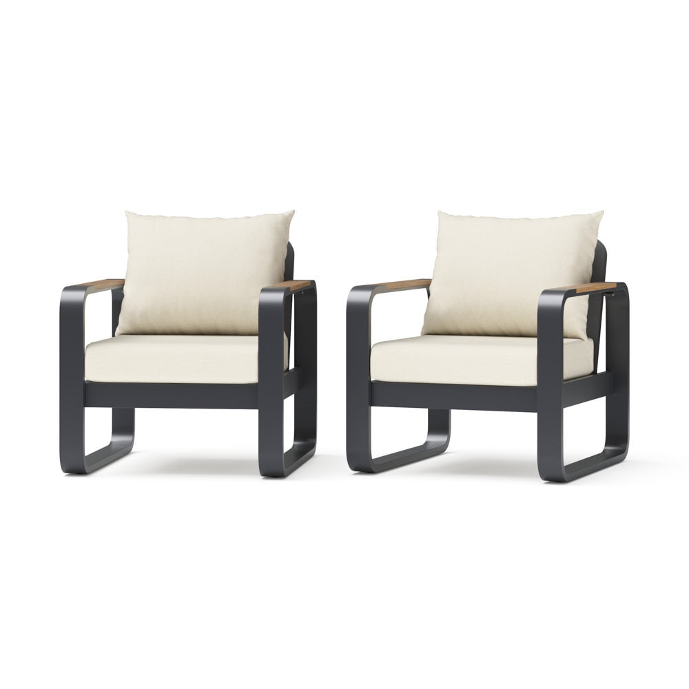 Andes 2 Piece Outdoor Patio Club Chairs - Olefin Linen