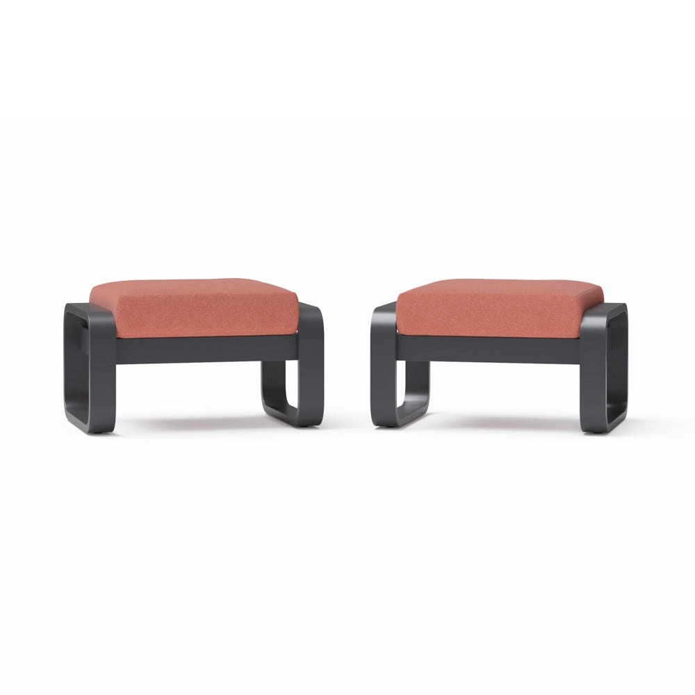 Andes 2 Piece Sunbrella® Outdoor Patio Club Ottomans - Play Adobe