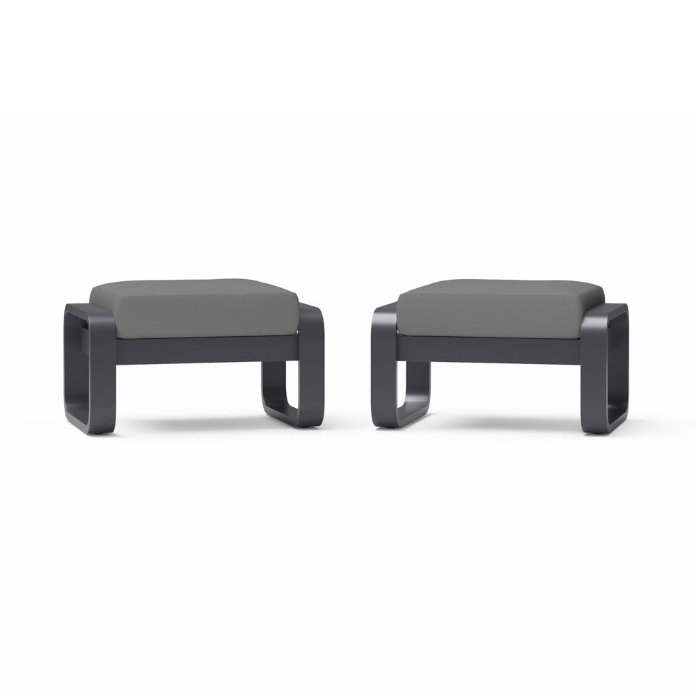 Andes 2 Piece Sunbrella® Outdoor Patio Club Ottomans - Canvas Charcoal