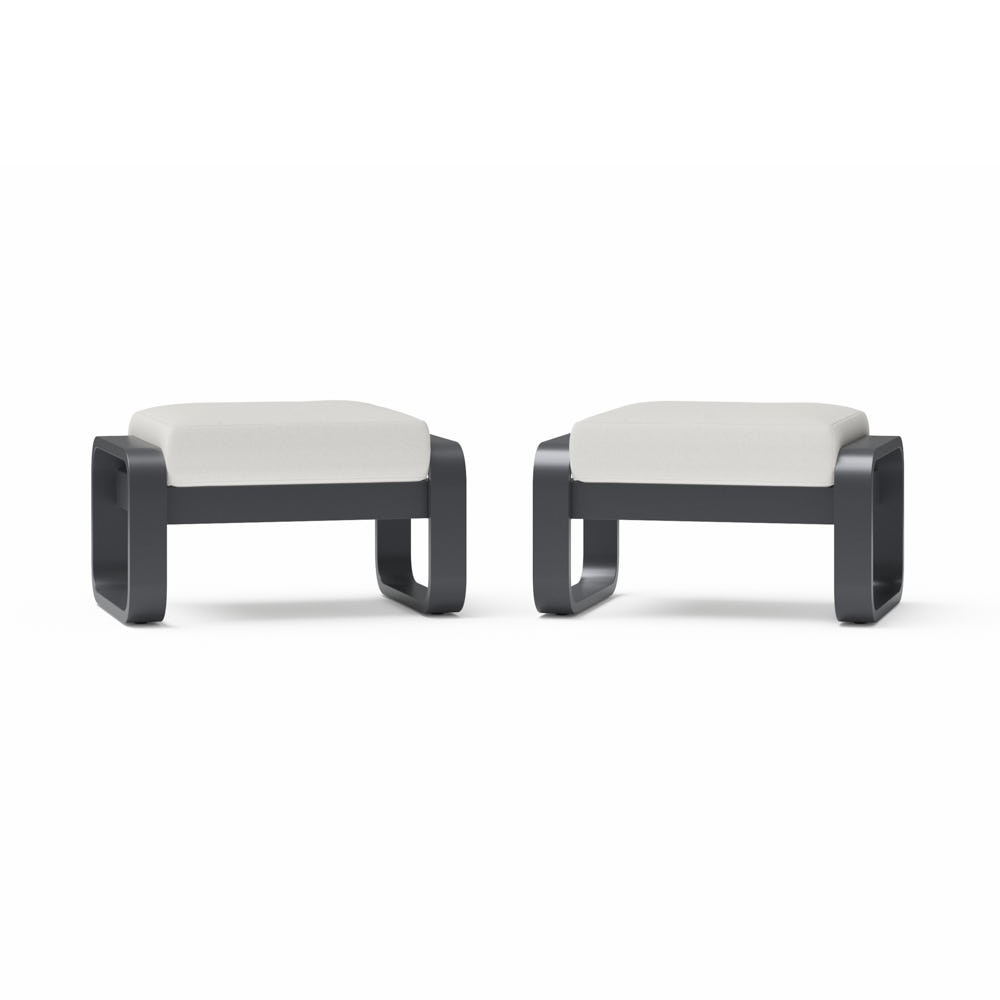 Andes 2 Piece Sunbrella® Outdoor Patio Club Ottomans - Bliss Linen