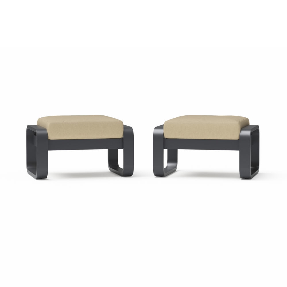 Andes 2 Piece Sunbrella® Outdoor Patio Club Ottomans - Canvas Beige