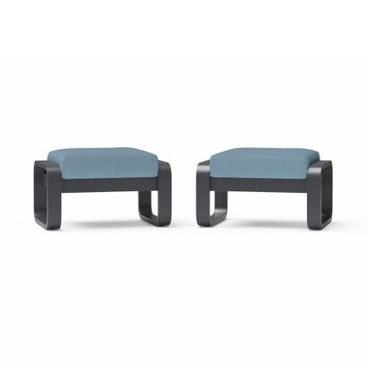 Andes 2 Piece Outdoor Patio Club Ottomans
