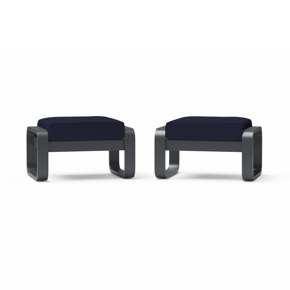 Andes 2 Piece Sunbrella® Outdoor Patio Club Ottomans - Canvas Navy