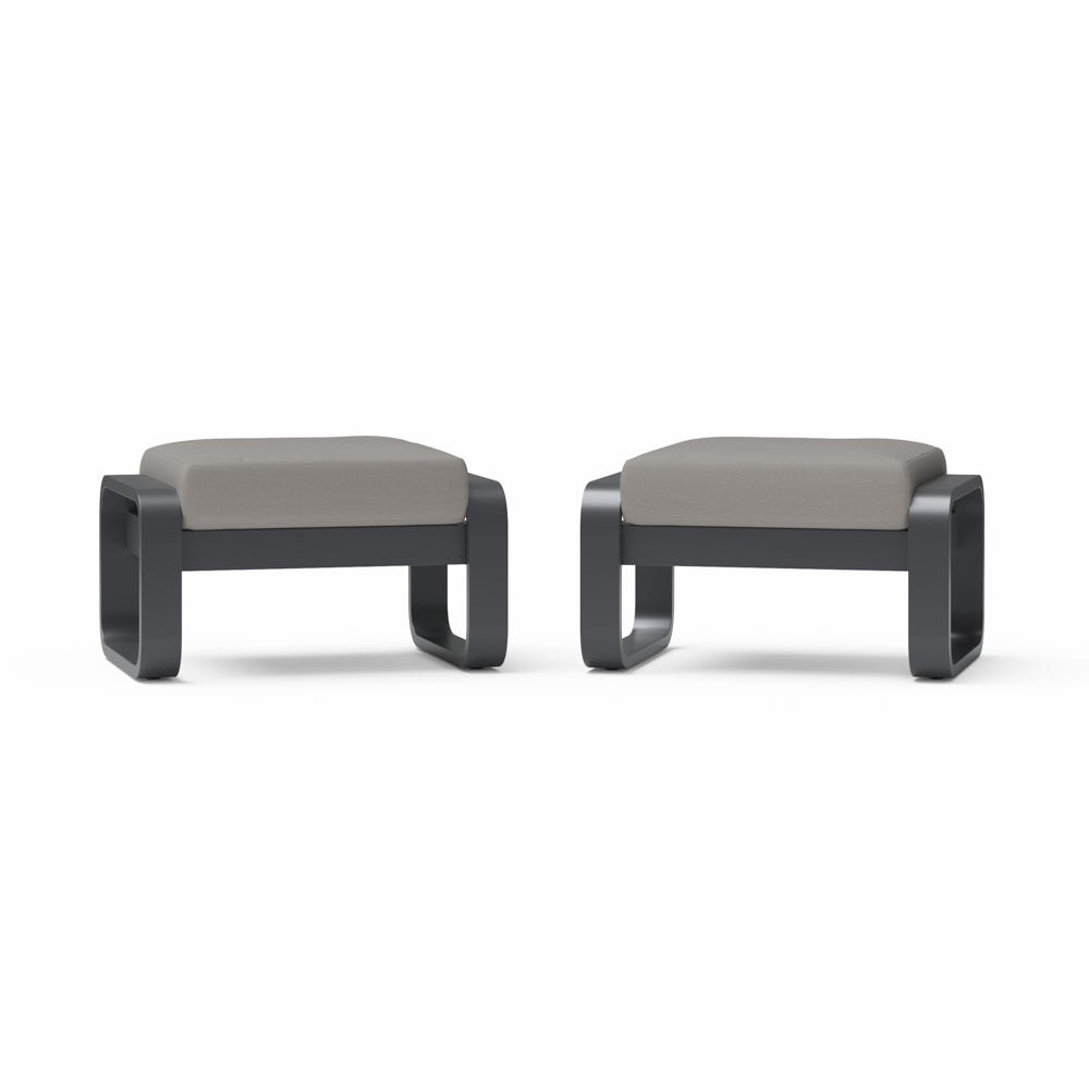 Andes 2 Piece Outdoor Patio Club Ottomans - Olefin Charcoal