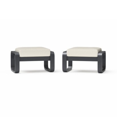 Andes 2 Piece Outdoor Patio Club Ottomans - Olefin Linen