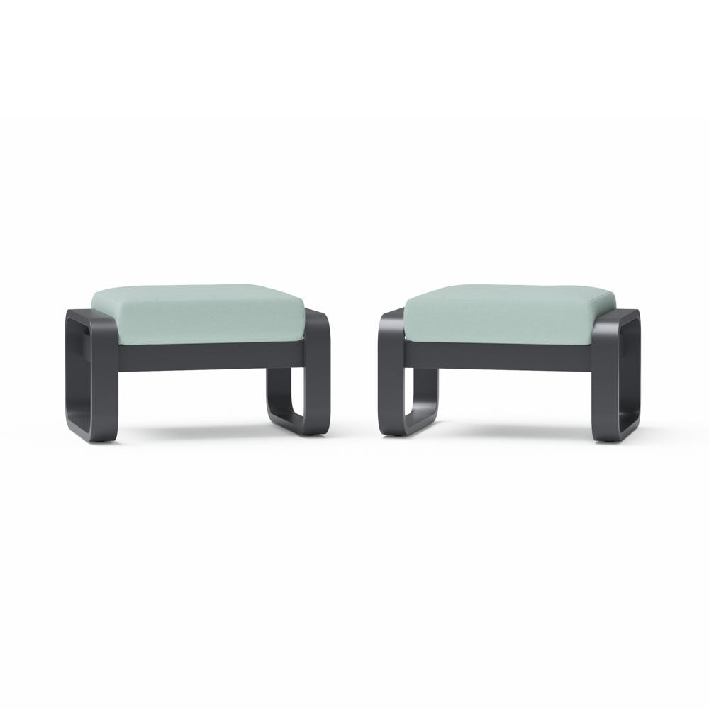 Andes 2 Piece Sunbrella® Outdoor Patio Club Ottomans - Canvas Spa