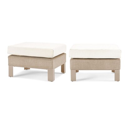 Portofino® Sling Set of 2 Sunbrella® Outdoor Club Ottomans - Fennel