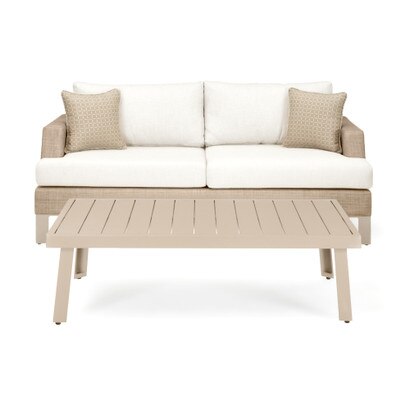 Portofino® Sling 71in Sunbrella® Outdoor Sofa & Coffee Table - Fennel