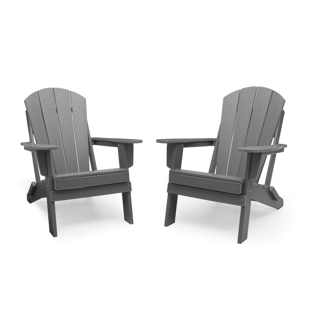 Kamas Set of 2 Outdoor Traditional Adirondack Chairs - Charcoal
