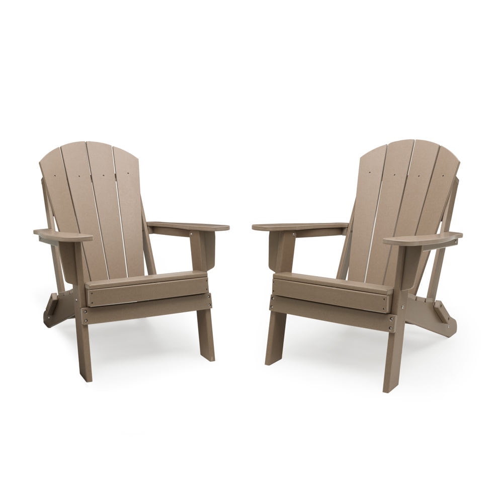 Kamas Set of 2 Outdoor Traditional Adirondack Chairs - Tan