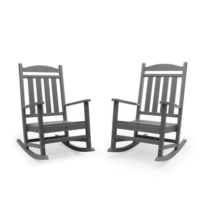 Kamas Set of 2 Outdoor Patio Rocking Chairs - Charcoal