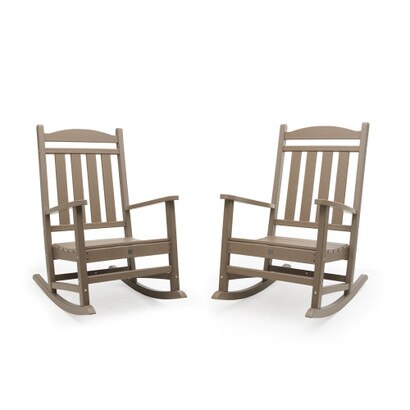 Kamas Set of 2 Outdoor Patio Rocking Chairs - Tan