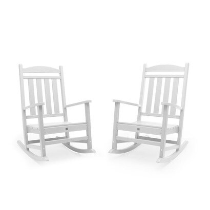 Kamas Set of 2 Outdoor Patio Rocking Chairs - White